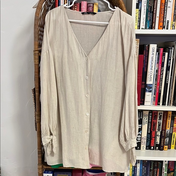 Zara Tops - Zara oversized cotton linen button down